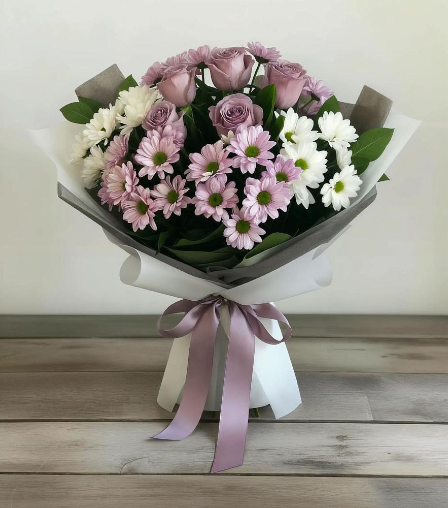 Букет цветов из: Хризантемы и Розы в Есипово