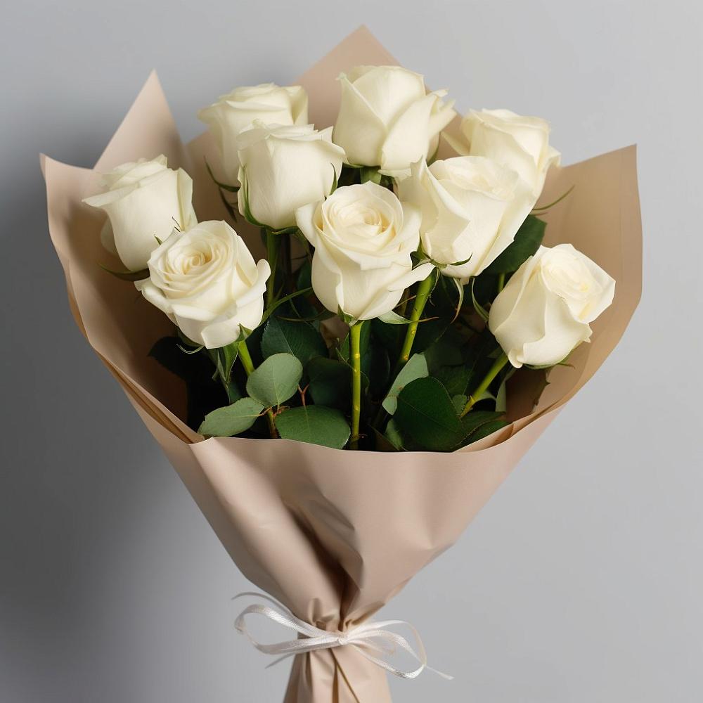 Букет 9 Белых роз Эдлесс Лав в Есипово