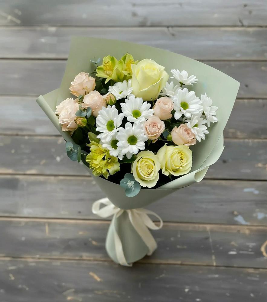 Букет цветов из: Альстромерии, Розы и Хризантемы в Есипово