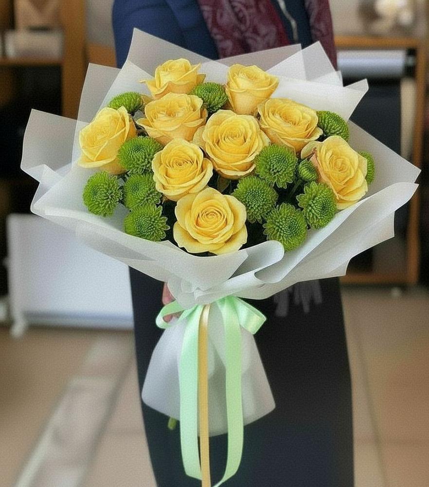 Букет цветов из: Хризантемы и Розы в Есипово