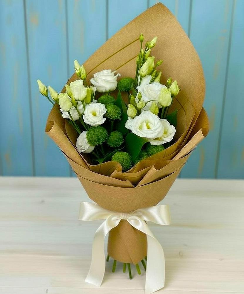 Букет цветов из: Хризантемы и Лизиантусы в Есипово