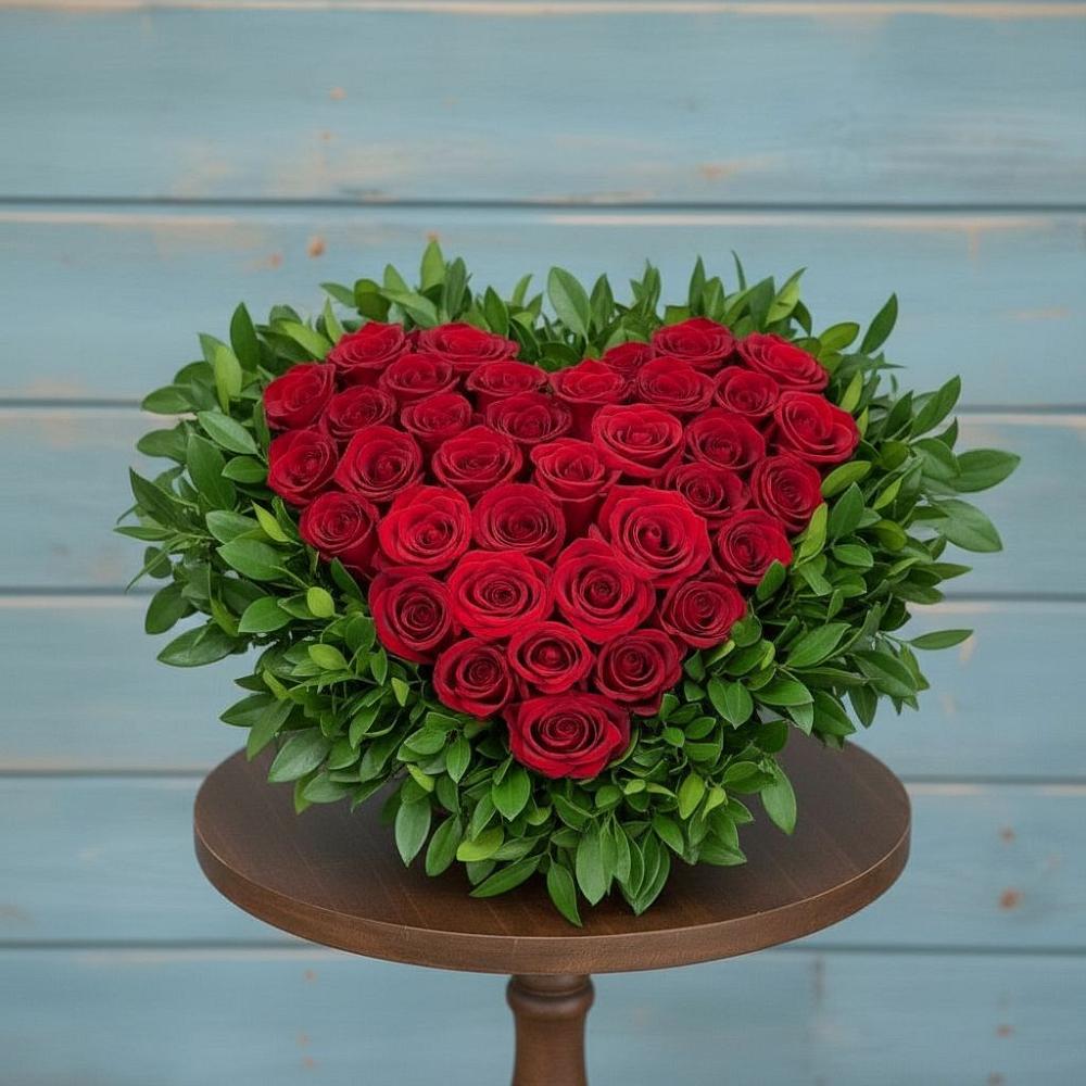 Цветочная композиция из Розы в виде сердца в Есипово