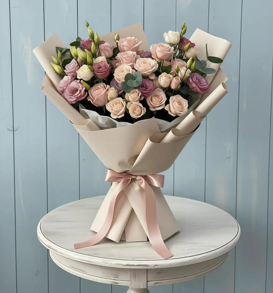 Букет цветов из: Розы и Лизиантусы в Есипово