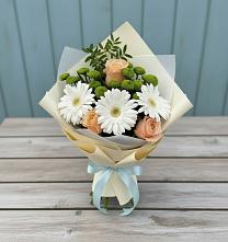 Букет цветов из:  Герберы, Розы и Хризантемы в Есипово