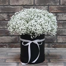 Цветочная композиция из Гипсофила в шляпной коробке в Есипово